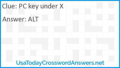 PC key under X Answer