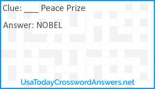 ___ Peace Prize Answer