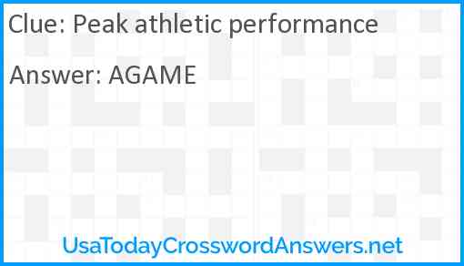 Peak athletic performance Answer