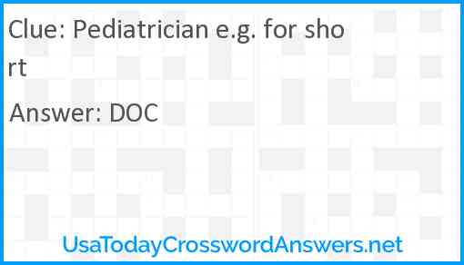 Pediatrician e.g. for short Answer