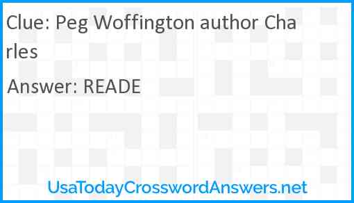 Peg Woffington author Charles Answer