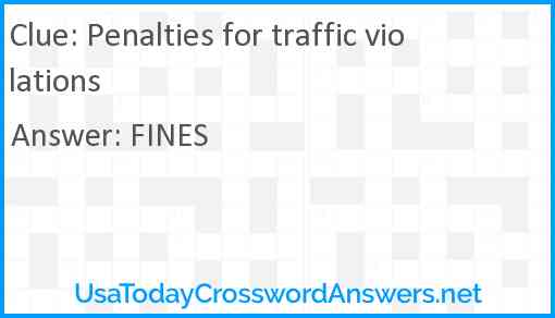 Penalties for traffic violations Answer