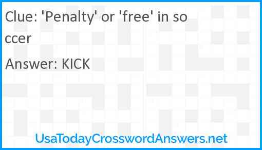 'Penalty' or 'free' in soccer Answer