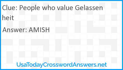 People who value Gelassenheit Answer