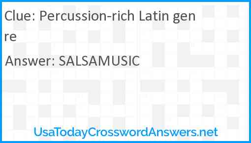 Percussion-rich Latin genre Answer