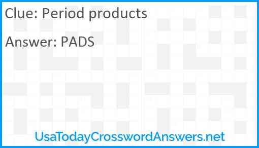 Period products Answer