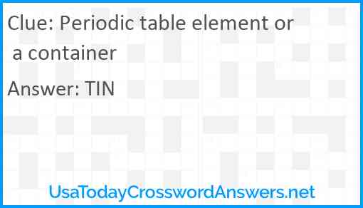 Periodic table element or a container Answer