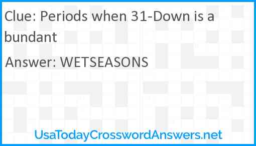 Periods when 31-Down is abundant Answer