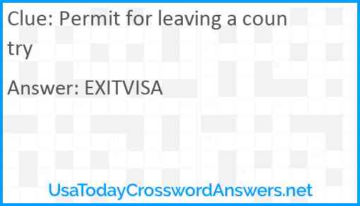 Permit for leaving a country Answer