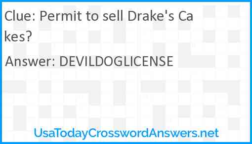 Permit to sell Drake's Cakes? Answer