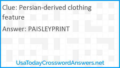 Persian-derived clothing feature Answer