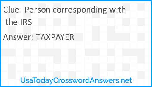 Person corresponding with the IRS Answer