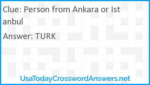 Person from Ankara or Istanbul Answer