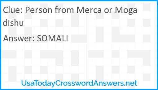 Person from Merca or Mogadishu Answer