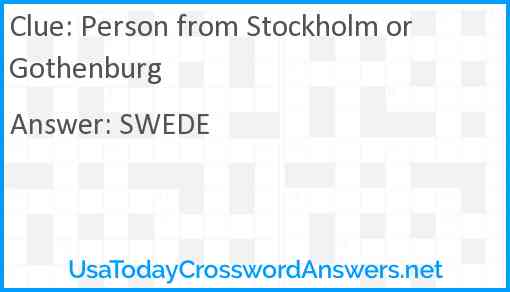 Person from Stockholm or Gothenburg Answer