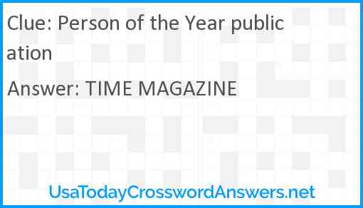 Person of the Year publication Answer