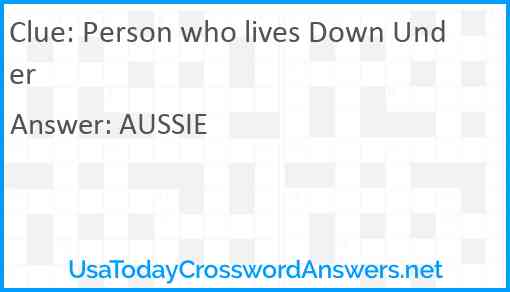 Person who lives Down Under Answer