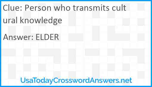 Person who transmits cultural knowledge Answer