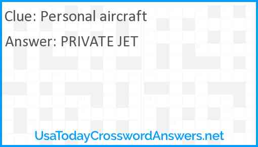 Personal aircraft Answer