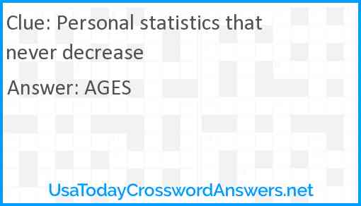 Personal statistics that never decrease Answer