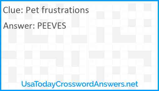 Pet frustrations Answer