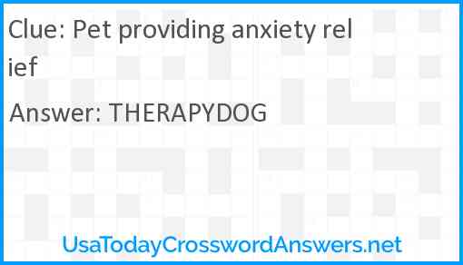 Pet providing anxiety relief Answer
