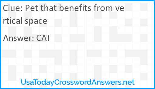 Pet that benefits from vertical space Answer