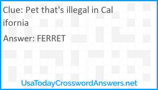 Pet that's illegal in California Answer