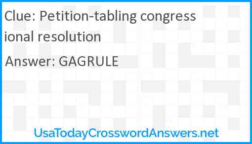 Petition-tabling congressional resolution Answer
