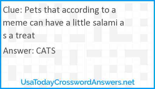 Pets that according to a meme can have a little salami as a treat Answer