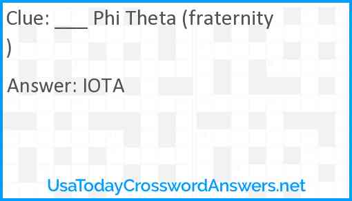 ___ Phi Theta (fraternity) Answer