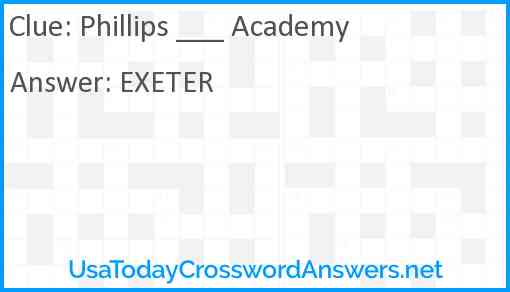 Phillips ___ Academy Answer