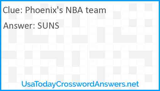 Phoenix's NBA team Answer