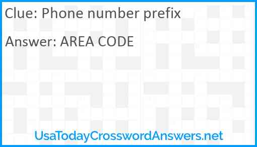 Phone number prefix Answer