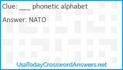 ___ phonetic alphabet Answer