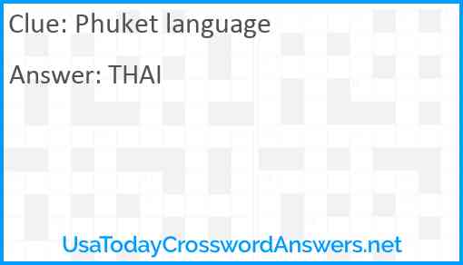 Phuket language Answer