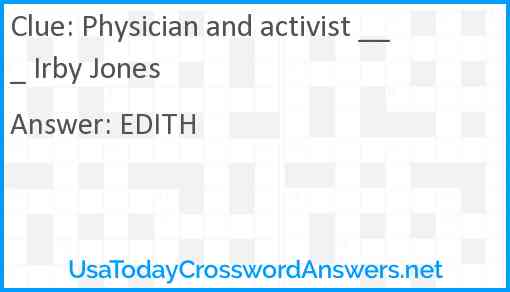 Physician and activist ___ Irby Jones Answer