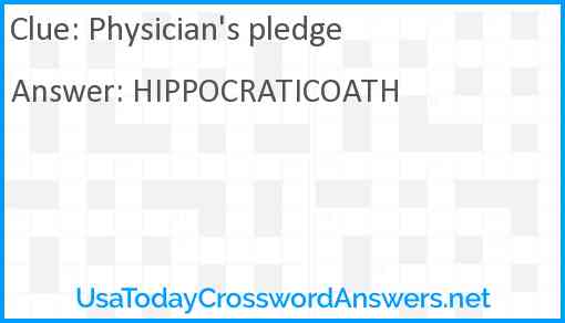 Physician's pledge Answer