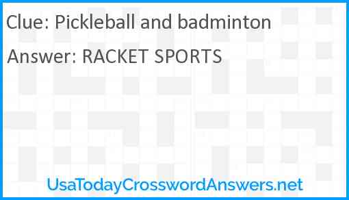 Pickleball and badminton Answer