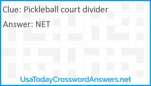 Pickleball court divider Answer