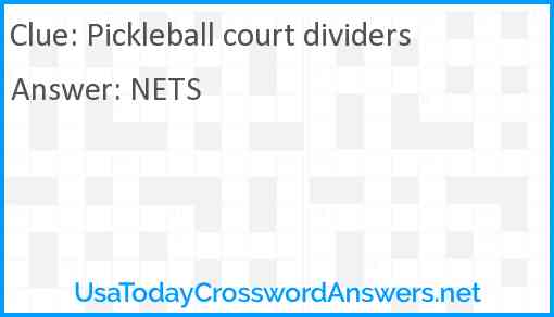 Pickleball court dividers Answer