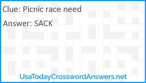 Picnic race need Answer