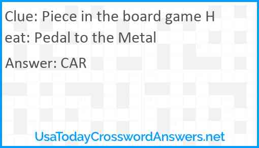 Piece in the board game Heat: Pedal to the Metal Answer