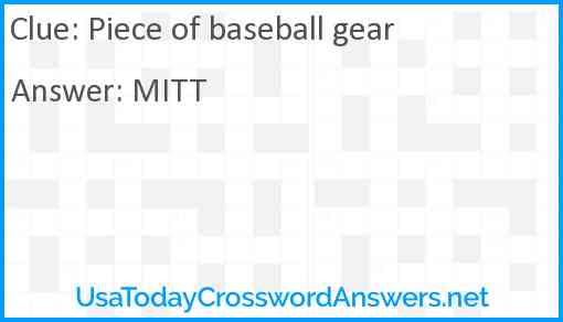 Piece of baseball gear Answer