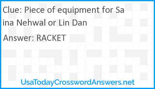 Piece of equipment for Saina Nehwal or Lin Dan Answer