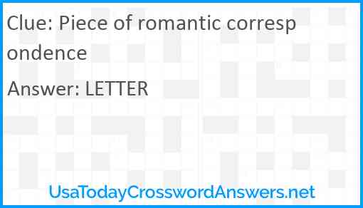 Piece of romantic correspondence Answer