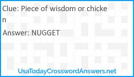Piece of wisdom or chicken Answer