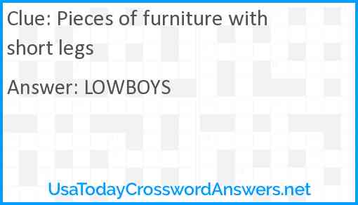 Pieces of furniture with short legs Answer