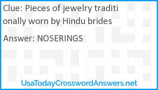 Pieces of jewelry traditionally worn by Hindu brides Answer