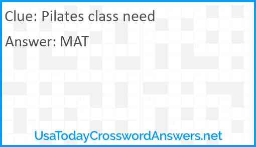 Pilates class need Answer